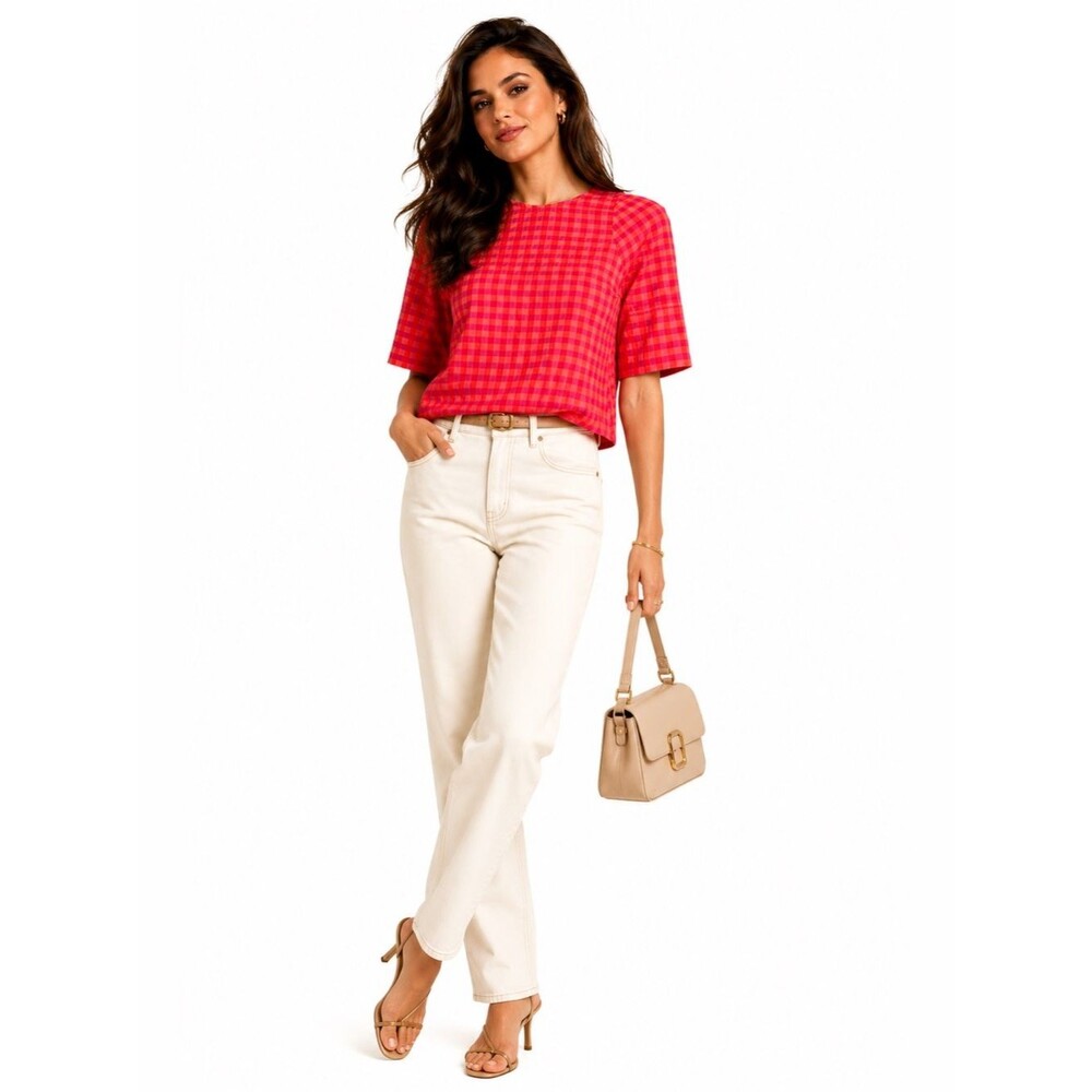 BCBG New With Tags Top Cotton Blouse Vacation Resort Cruise Top L Size